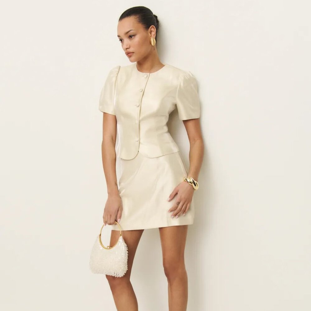 Reformation Mika Two-Piece Set – White – Size 0 – Tailored Skirt